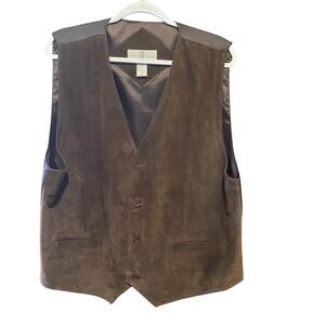 Suede Leather Vest Brown River Trader Mens Size Large